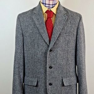 J Crew Jacket Gray Harris Tweed Coat Large
